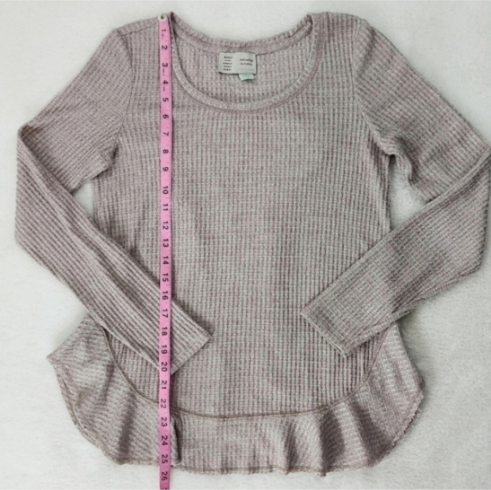 Anthropologie Saturday Sunday Waffle Knit Ruffle Thermal - Picture 5 of 11